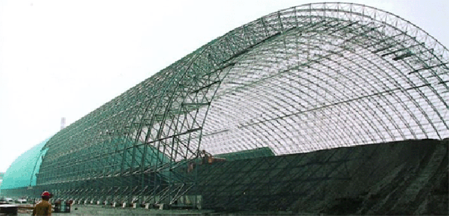 海伦热电厂螺栓球网架干煤棚